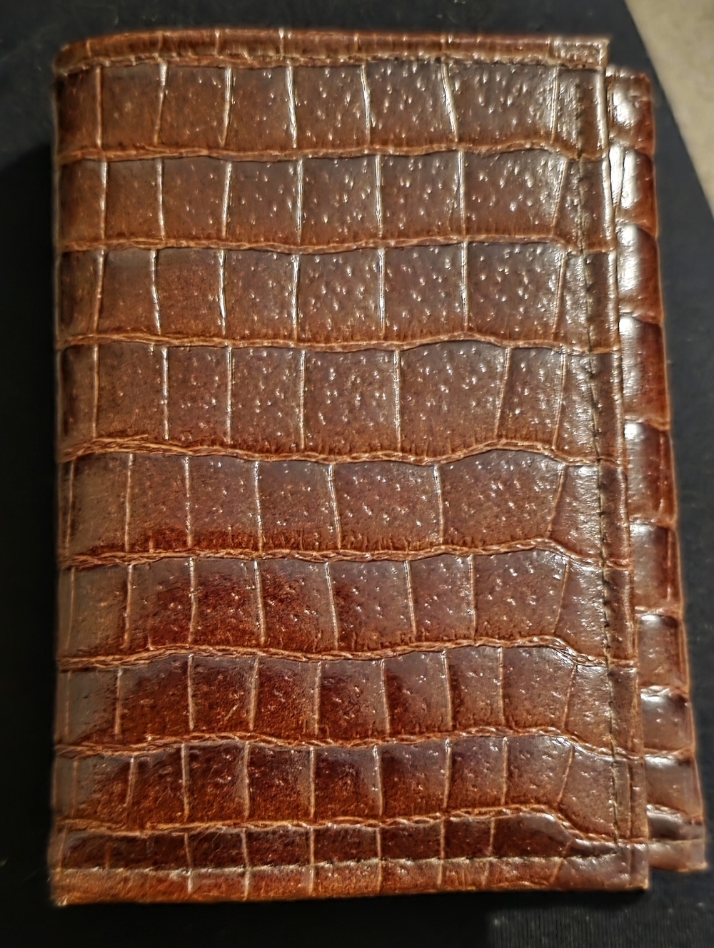 DI Lido Brown Croc-Leather Bifold Wallet